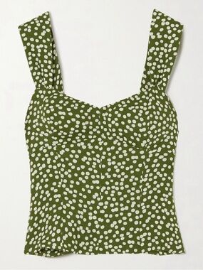 Reformation Hester Green Strada Polka Dot Tank